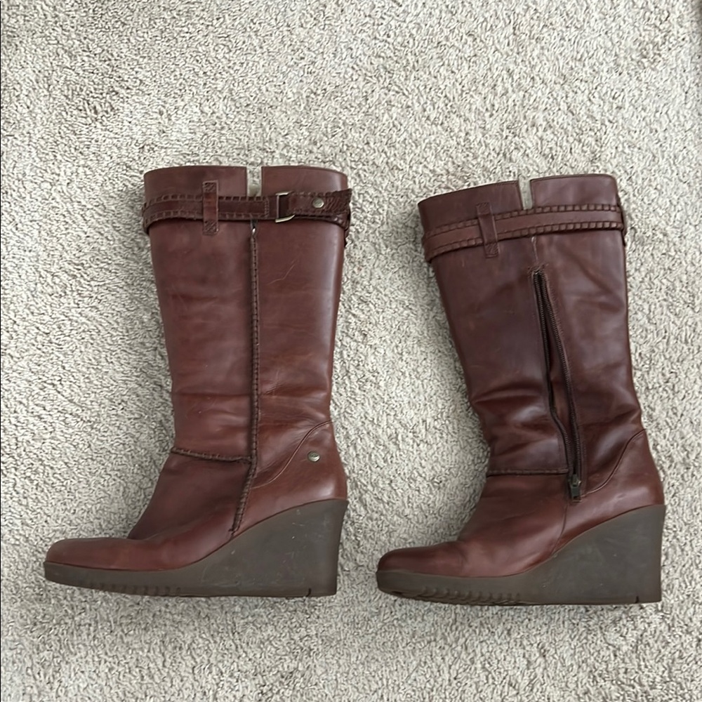 Ugg Brown Leather Wedge Boots